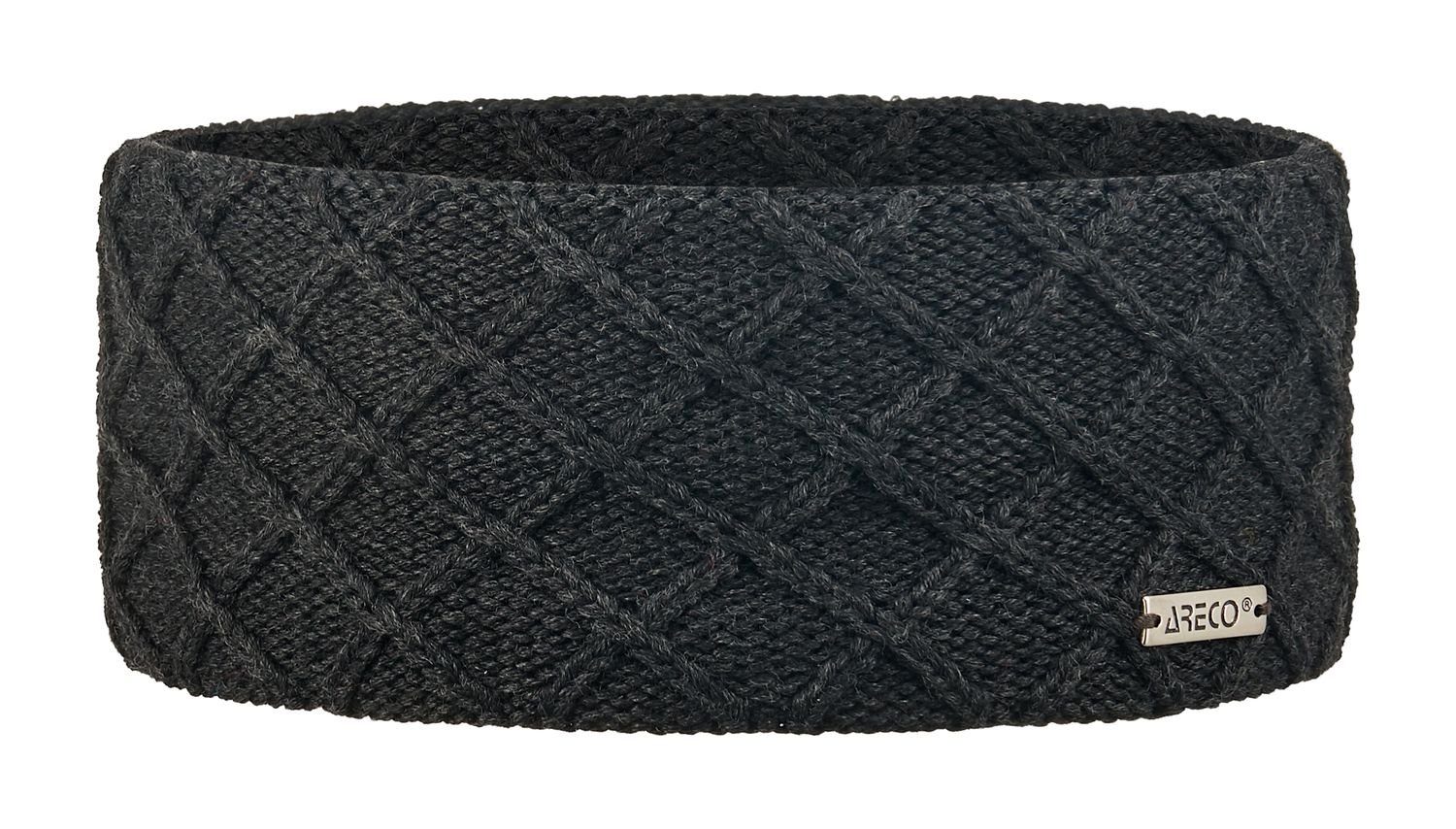 anthrazit Stirnband innen Stirnband Areco Fleeceband 120 Gitter-Muster