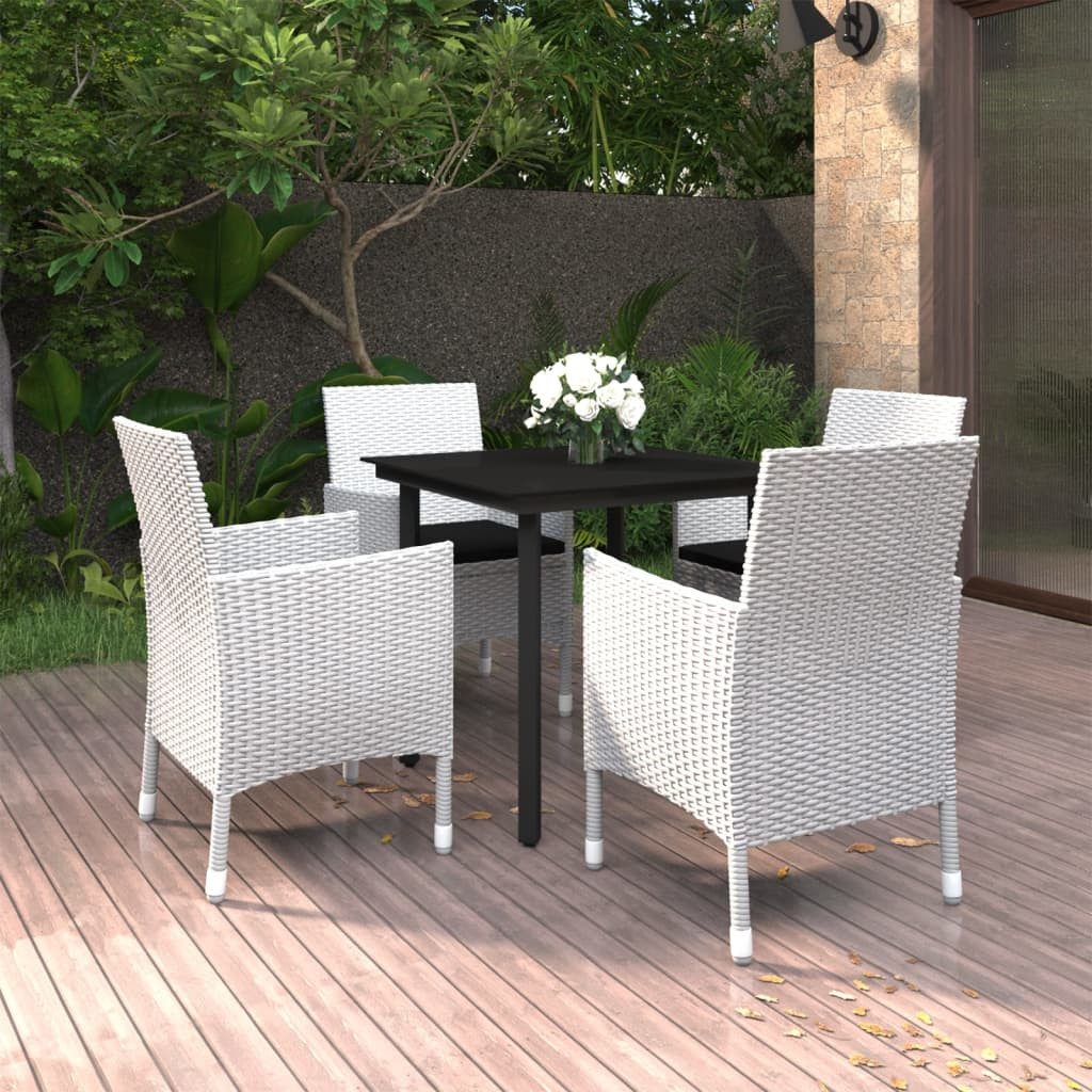 vidaXL Garten-Essgruppe 80 cm Tischlnge 5-tlg Garten-Essgruppe mit Auflagen Polyrattan und Gla