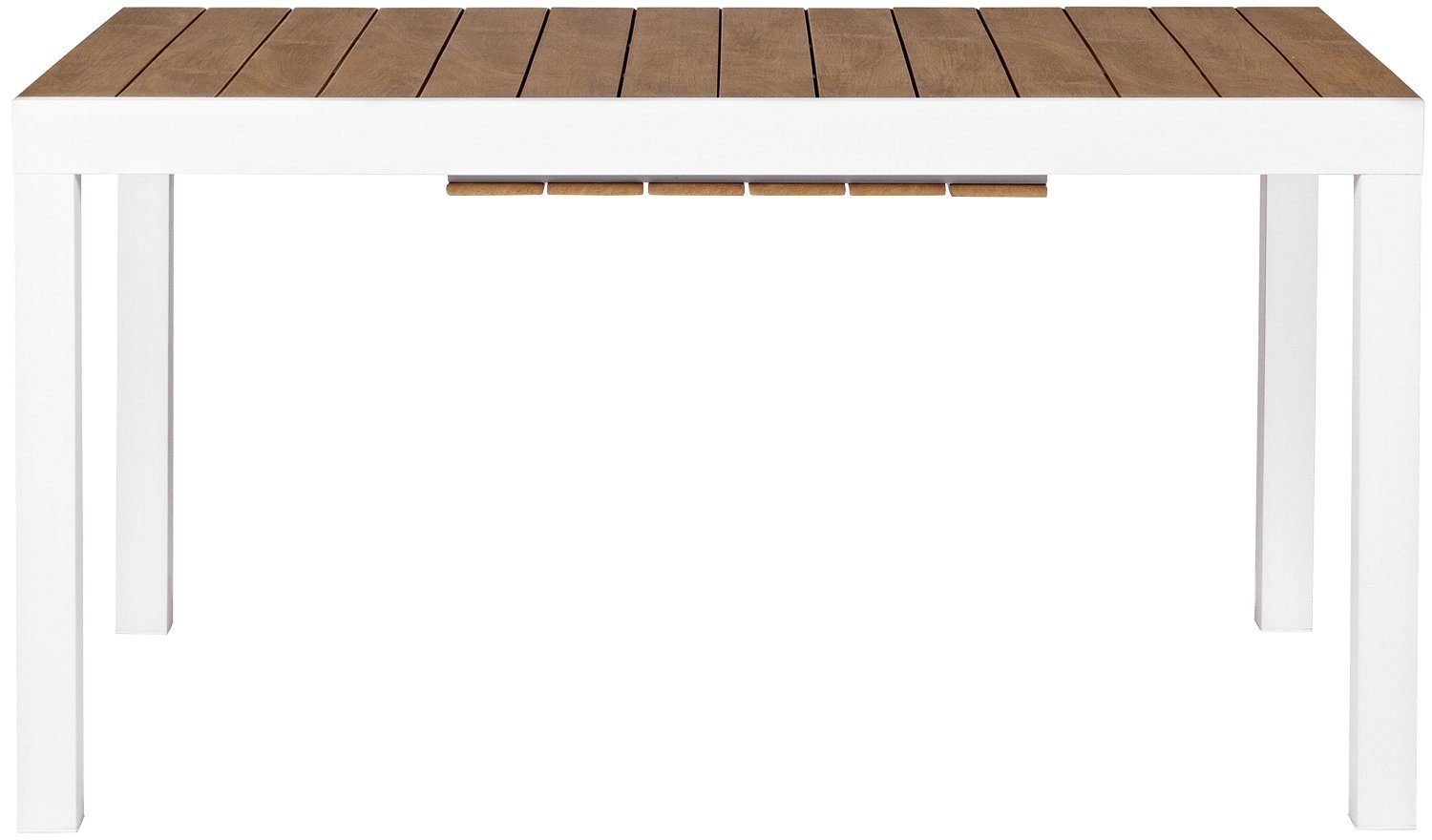 Bizzotto Gartentisch KUBIK, Ausziehbar, 140 - 200 x 90 cm, Braun, Weiß,  Aluminium, Tischplatte aus Polywood, Witterungsbeständig,  pulverbeschichtetes Aluminiumgestell in weiß