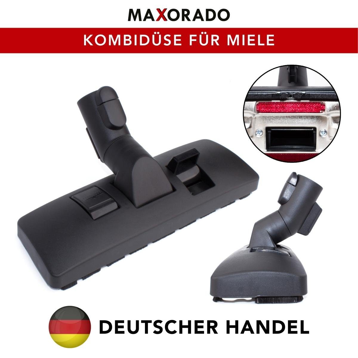 Maxorado Kombidüse Staubsauger Bodendüse für Original Miele Kombidüse Ersatzteil S8340 S8, Zubehör für Miele Staubsauger wie z.B. S8340 S8440 C1 C2 C3, (1-tlg), Mit Klickanschluss, ausfahrbare Bürsten