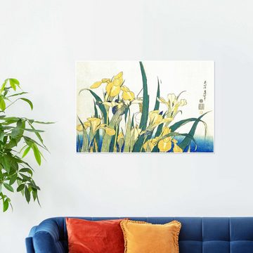 Posterlounge Poster Katsushika Hokusai, Iris, Wohnzimmer Malerei