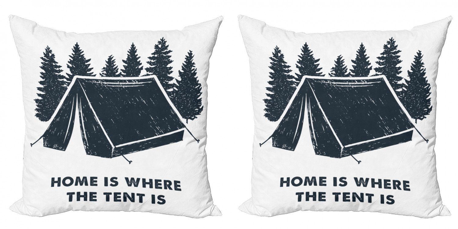 Kissenbezüge Modern Accent Doppelseitiger Digitaldruck, Abakuhaus (2 Stück), Zitat Zuhause ist, wo das Zelt