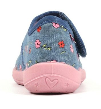 Richter WMS: mittel Hausschuh Klettschuh, Kindergarten Schuh mit süßem Blumenprint