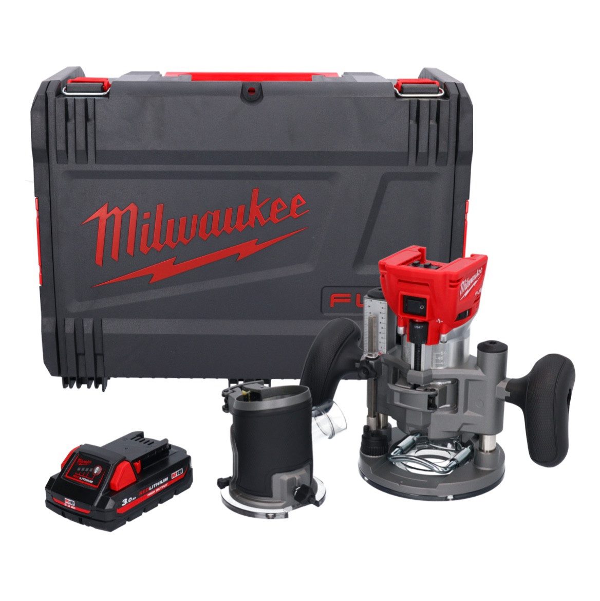 Milwaukee Oberfräse M18 FTR-301X Akku Fräse 18 V Brushless + 1x Akku 3,0 Ah + Fräsmodule