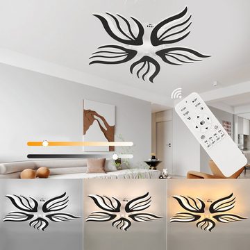 LETGOSPT LED Deckenleuchte LED Deckenleuchte Wohnzimmer Moderne LED Deckenlampe, LED fest integriert, Kaltweiß/Naturweiß/Warmweiß, Dimmbar mit Fernbedienung, aus Metall Acryl in Blumenförmiges Design