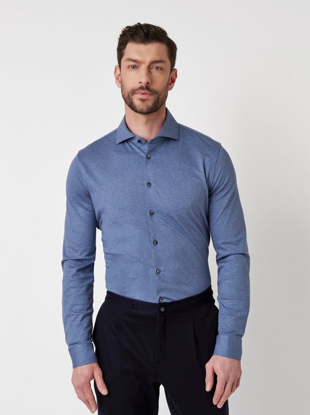 DESOTO Businesshemd Luxury Hai aus Jersey mit Hai Kragen