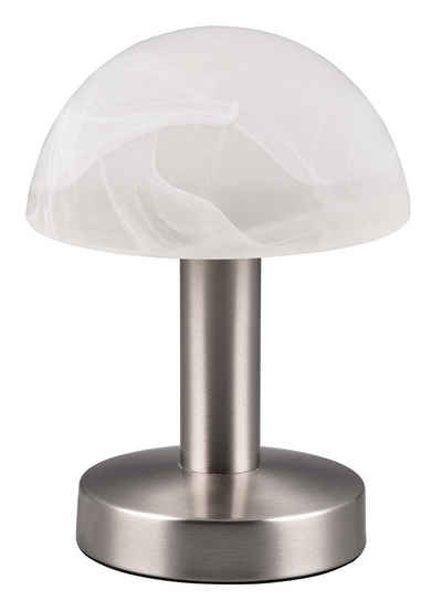 TRIO Leuchten Tischleuchte FYNN, 1-flammig, H 21 cm, Weiß, Nickel, Glas, ohne Leuchtmittel, Touchsensor