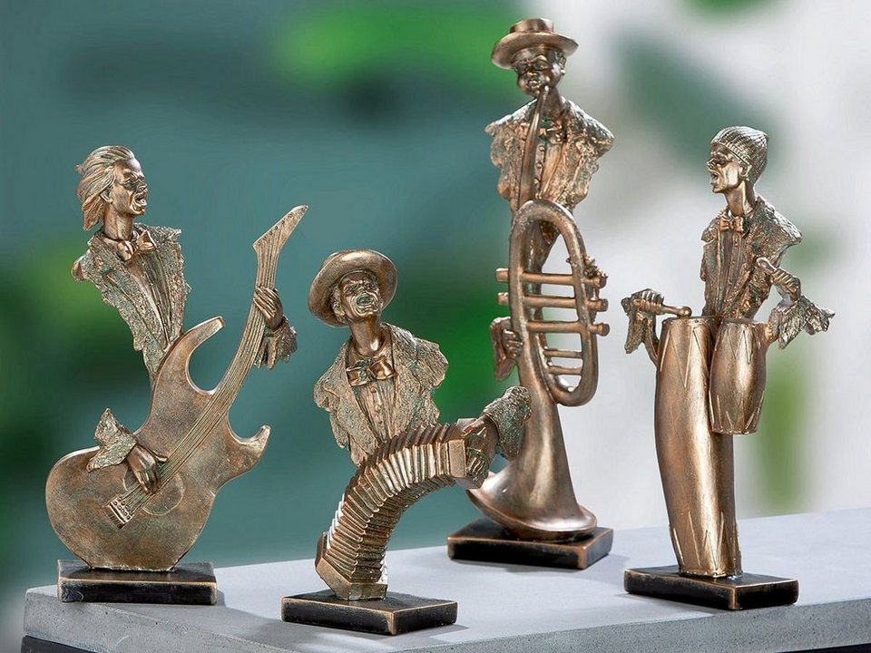 GILDE Dekoobjekt 3D Musiker Serie Figuren goldfarben Musiker auf Base  Trommelspieler Gi