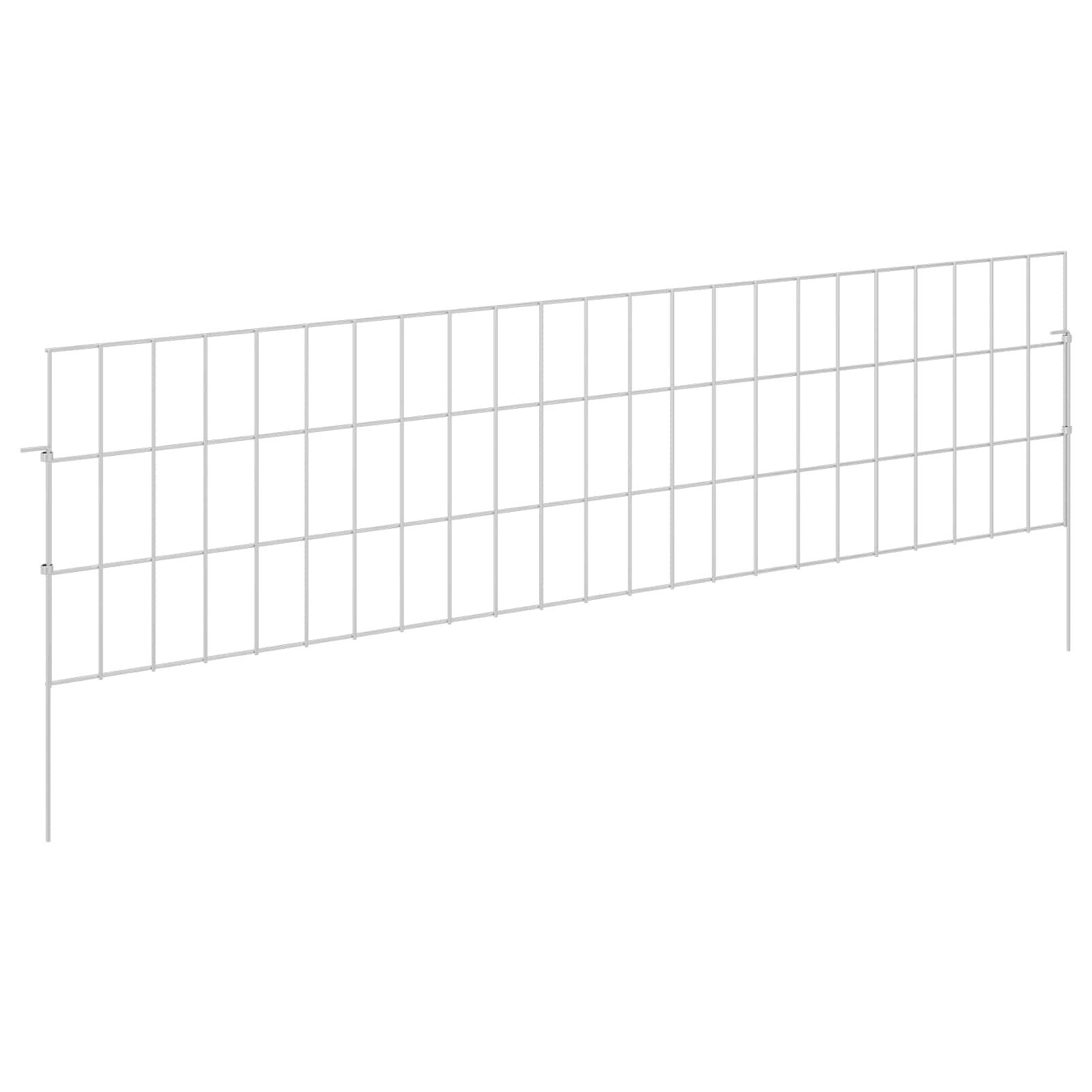 vidaXL Gartenzaun Gartenzaun mit Pfählen 24 pcs 115 x 30 cm Mesh Verzinkter Stahl, (24-St)