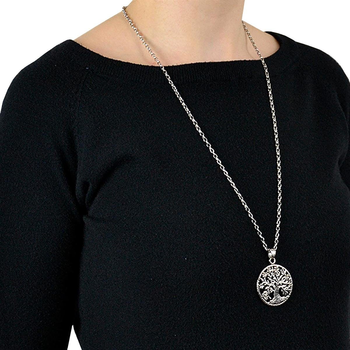 Morella Kette mit Anhänger Halskette 70 cm mit Anhänger (1-tlg., Kette mit Anhänger inkl. Samtbeutel), Silberne Kette mit Lebensbaum, im Samtbeutel – Bild 5 von 5