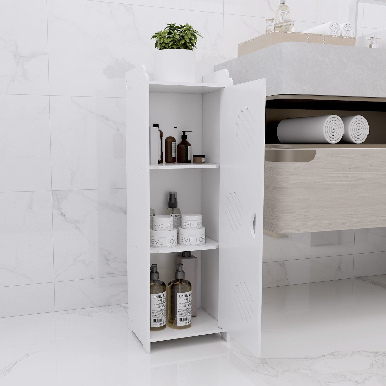 JEOBEST Badkommode Wasserdichte Badezimmerschränke, (1-St, Badregal), Schmal mit Tür, 24x20x75 cm – Bild 5 von 5