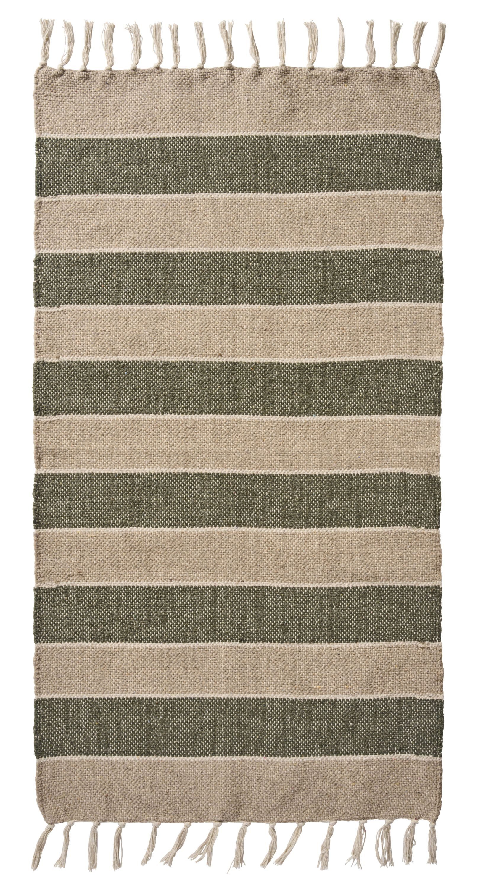 Ib Laursen Läufer Ib Laursen Teppich Läufer 60x120cm Baumwolle Creme Oliven günstig online kaufen