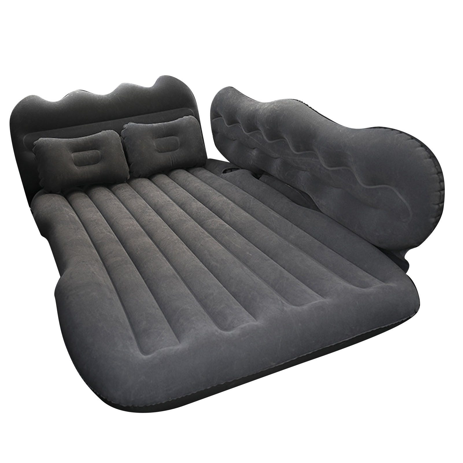 GARRYFIZH Luftmatratze Auto Luftmatratze SUV Rücksitz Beflockt Campingbett Schwarz, Inkl. 12V-Pumpe, Kinderschutz, Outdoor Schlafpad, Auto Reisezubehör