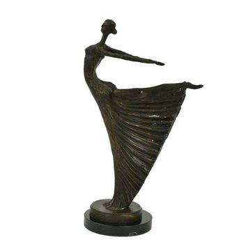 Casa Padrino Dekofigur Luxus Jugendstil Bronze Skulptur Tänzerin Bronze auf Marmorsockel H 53.5 cm - Bronzefigur - Dekofigur - Deko Accessoires
