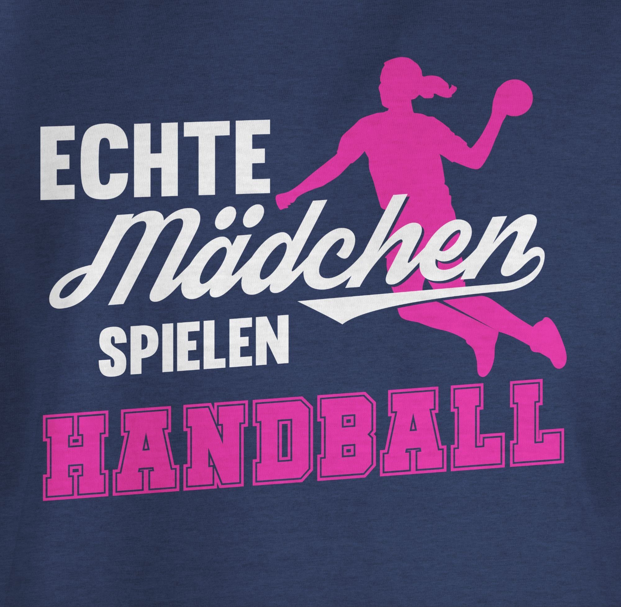 spielen Mädchen 1 Sport T-Shirt Kleidung Dunkelblau fuchsia Kinder weiß Echte Shirtracer Handball / Meliert