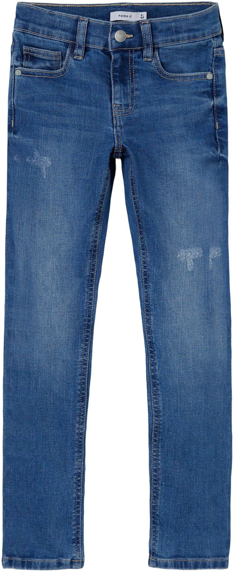 Name It Slim-fit-Jeans NOOS Effekt mit blue JEANS medium Destroyed 1114-MT NKFSALLI SLIM denim