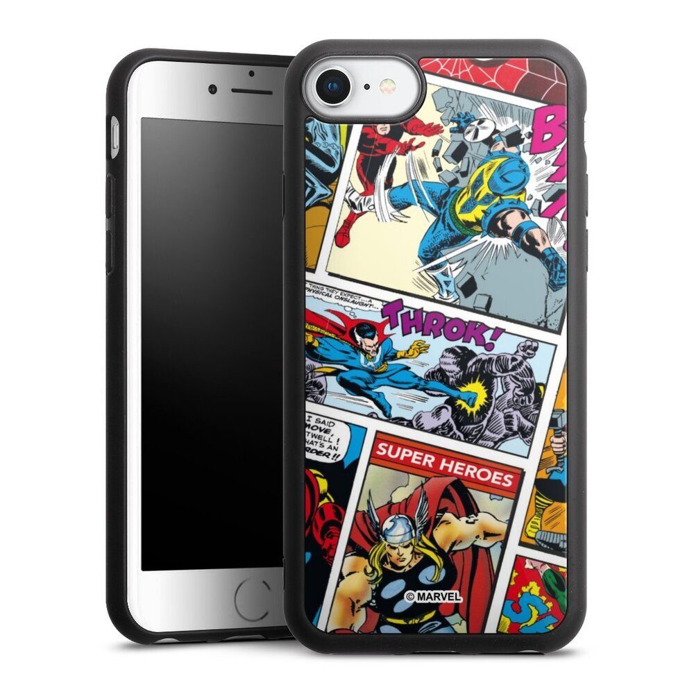 DeinDesign Handyhülle Marvel Retro Comic Blue, Apple iPhone 7 Gallery Case Glas Hülle Schutzhülle 9H Gehärtetes Glas