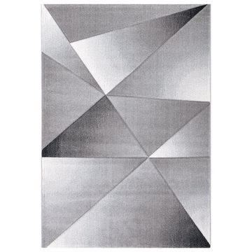 Designteppich Wohnzimmerteppich, Vimoda, Rechteckig, Höhe: 12 mm, Dreieck Muster, gestreift, in Grau