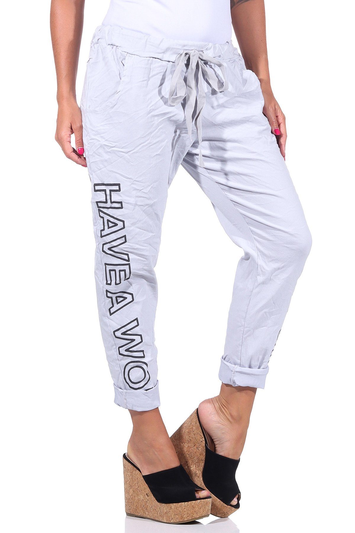 Jogginghose Damen Hose Freizeithose Stoffhose Boyfriend Stretch Hose M.349