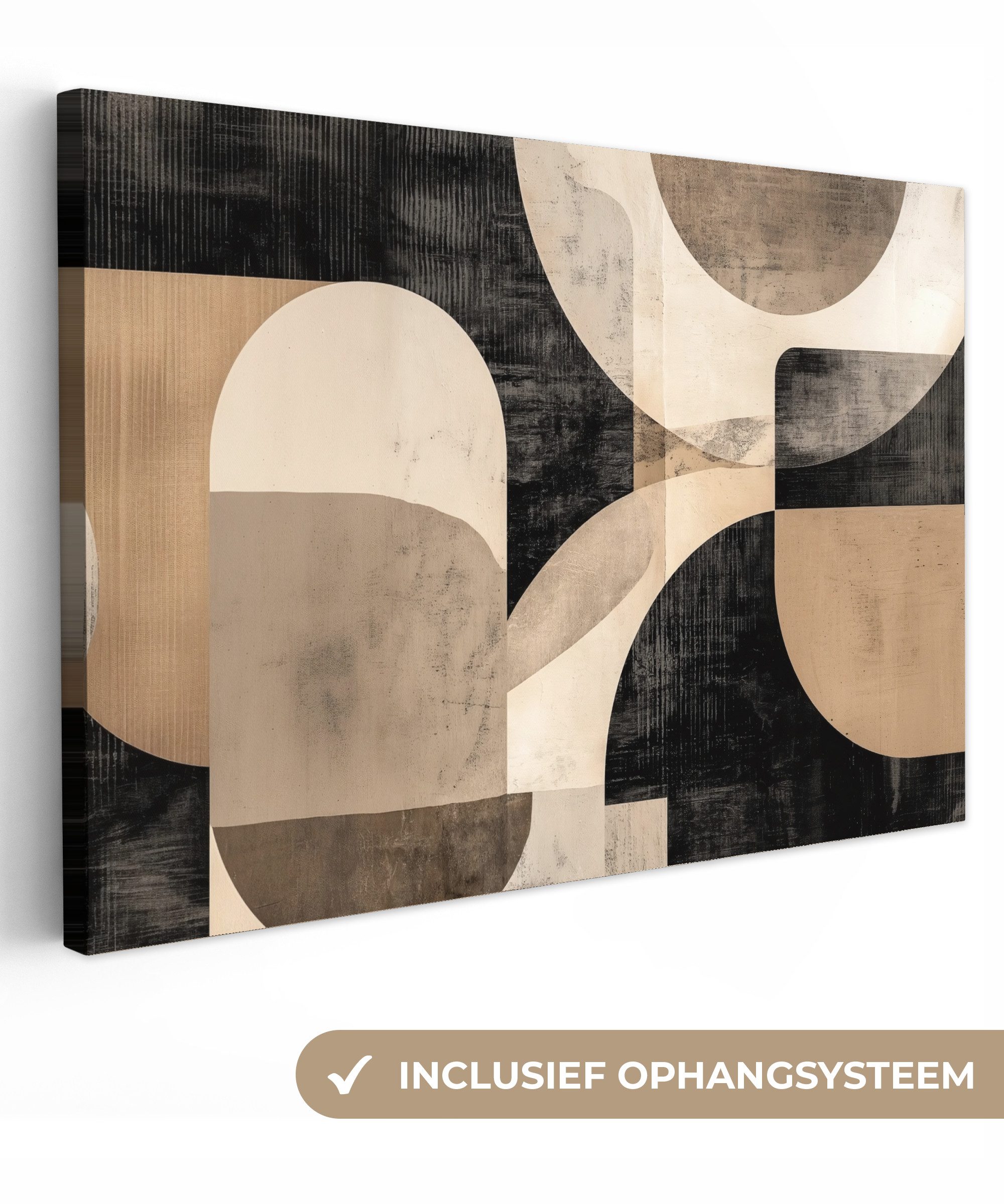 OneMillionCanvasses® Leinwandbild Abstrakt - Formen - Modern - Beige, Fotodruck (1 St), Leinwand Bilder Klein, Wand Dekoration Aesthetic 30x20 cm