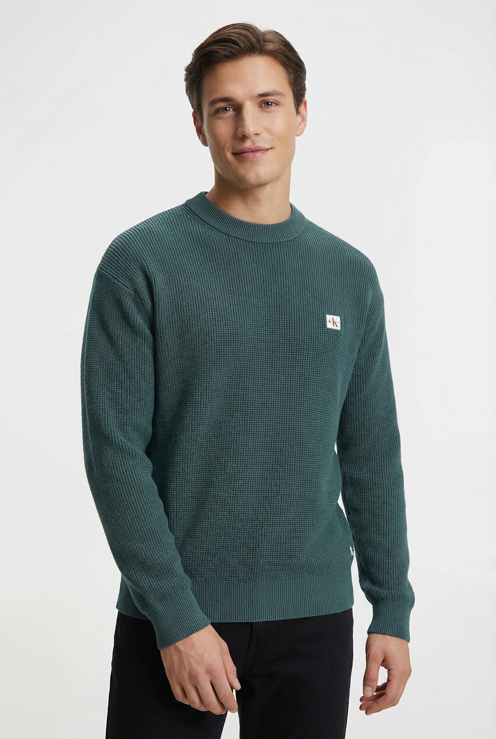 Calvin Klein Jeans Rundhalspullover LS EZ COTTON WAFFLE CRWNK SWTR 9 Rundhalsausschnitt, regular fit