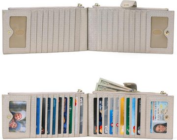 GOIACII Geldbörse Schlankes Design (Große Damen-Geldbörse aus Leder, Women's wallet with RFID protection), Vielseitige Kreditkartenfächern, Ausweisfenstern,Reißverschlusstaschen