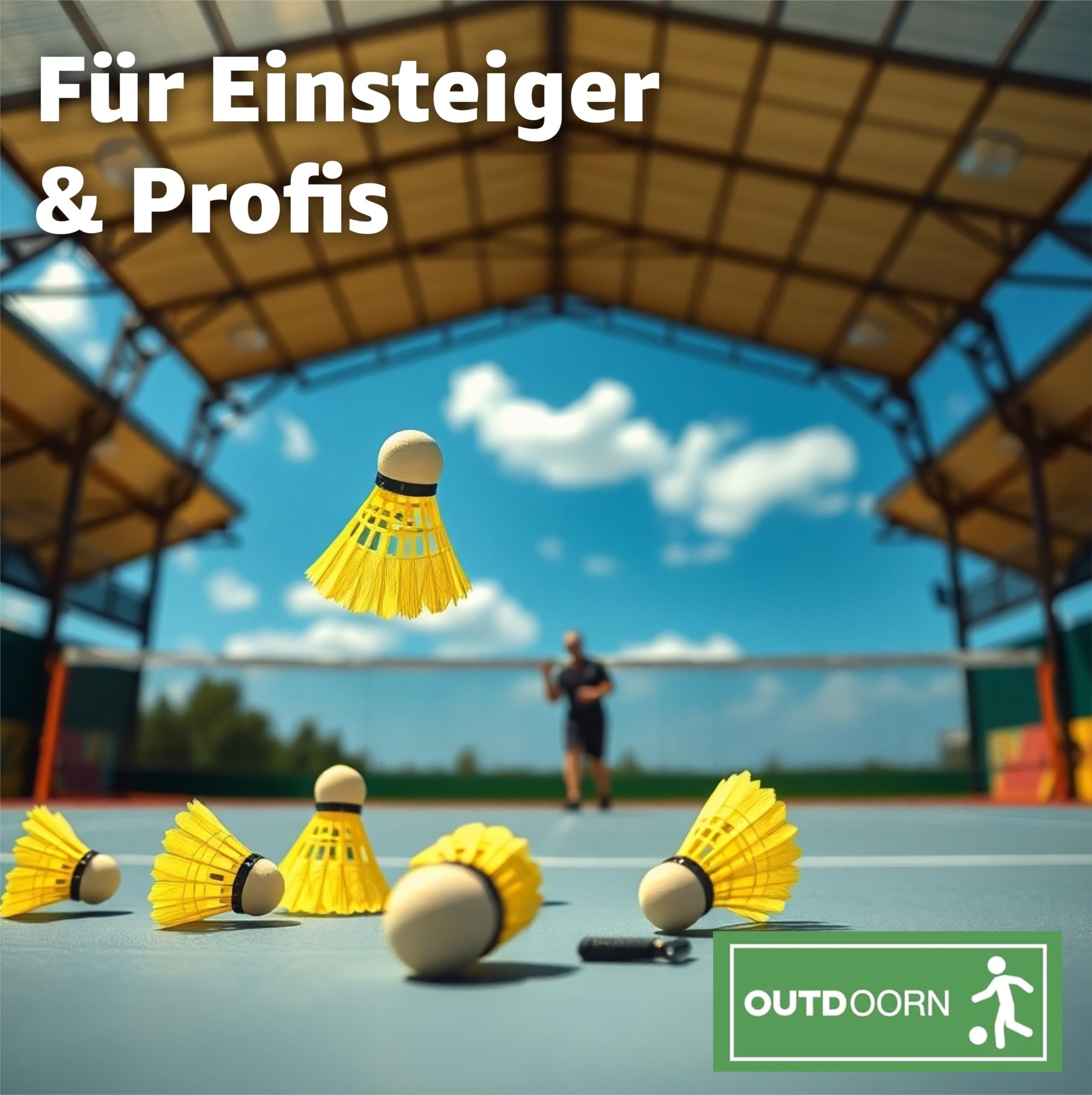 Outdoorn Federball gelb für Badminton: Für Training und Wettkampf - Badmintonbälle (12er Set, 12-St., 12-teilig)