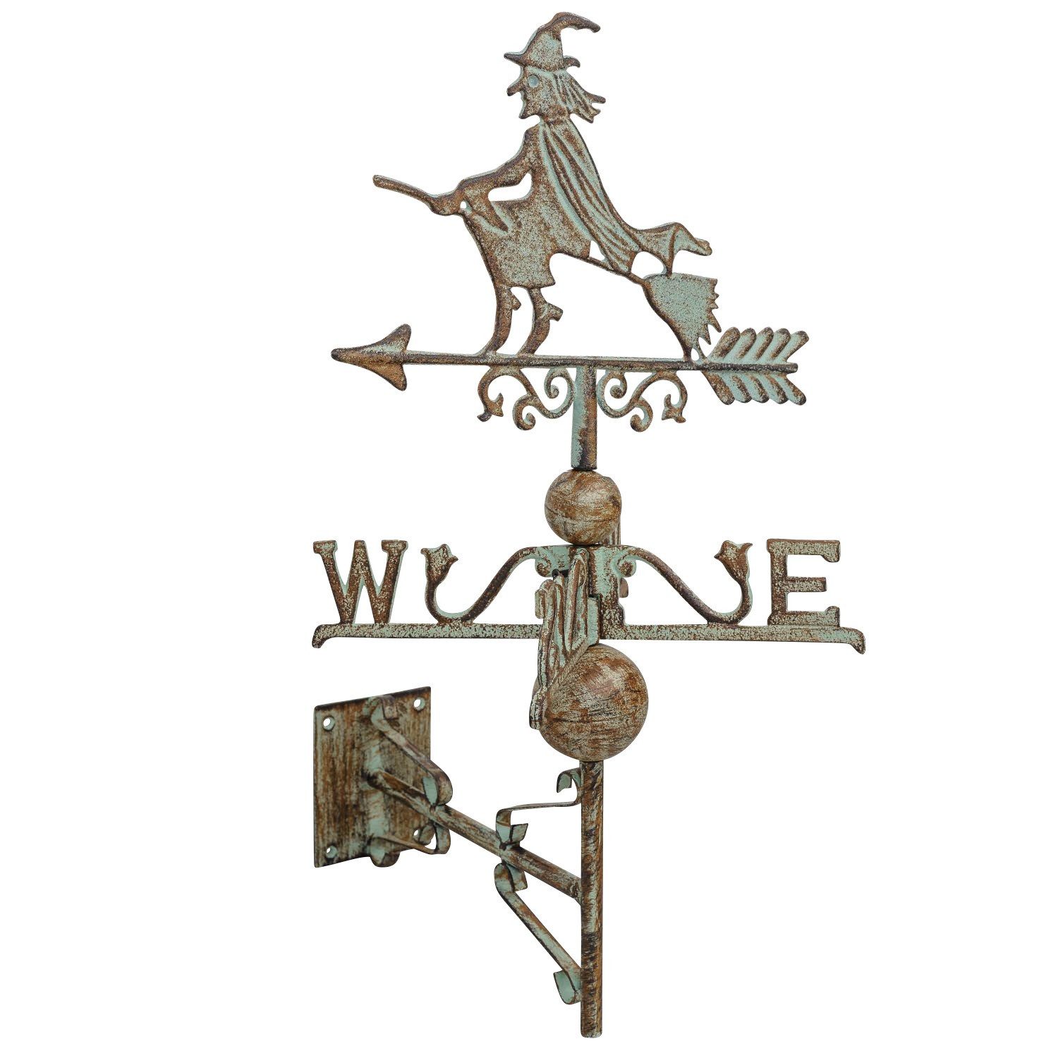 Aubaho Dekoobjekt Nostalgie Wand Wetterhahn Hexe Garten Dekoration Windrad Eisen Wetterf