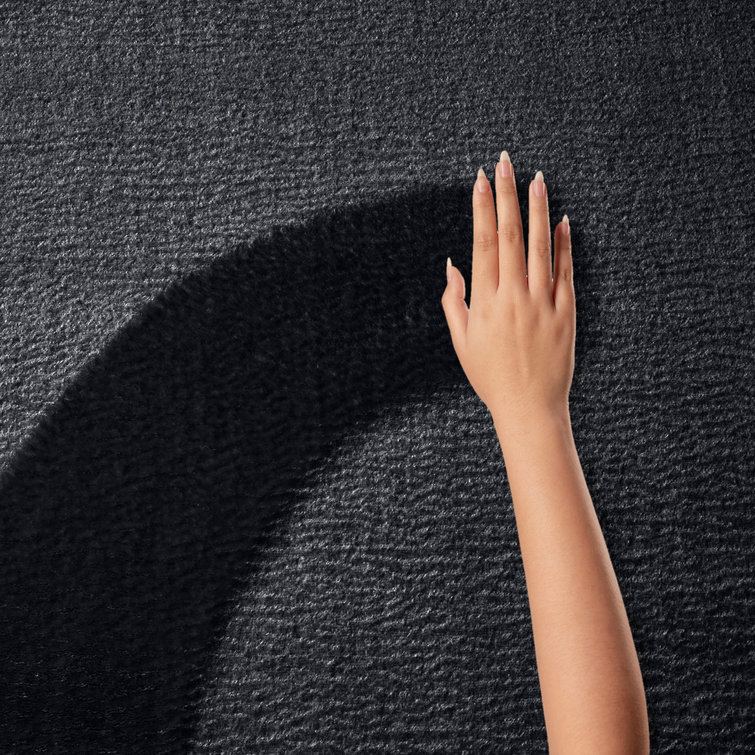 TaCa Home Teppich Waschbarer Kurzflor-Teppich, rechteckig, Höhe: 19 mm, Wohnzimmer Schlafzimmer Küche Bad Flur, Schwarz - 50 x 80 cm