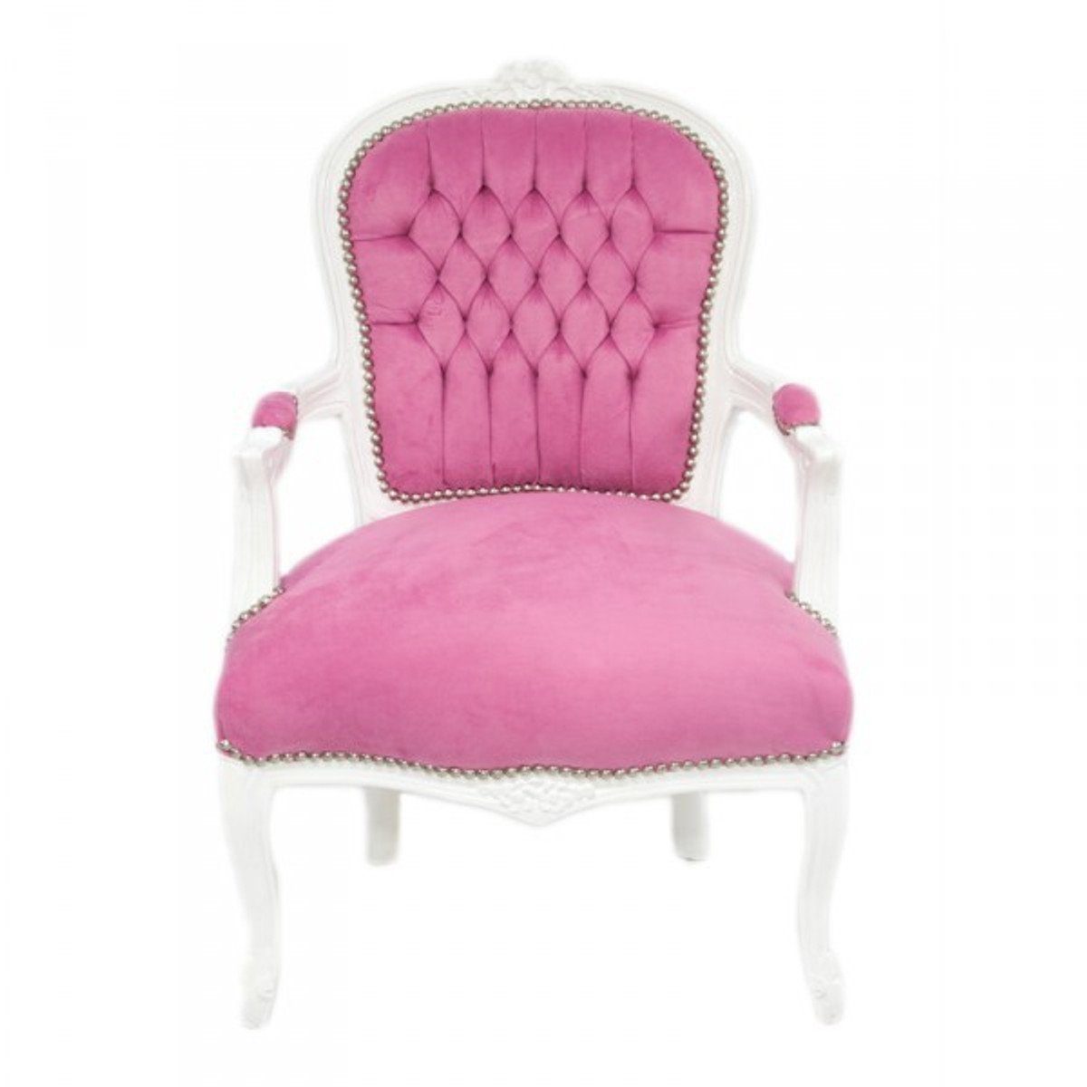Besucherstuhl Barock Salon Stuhl Mod1 Rosa / Weiss