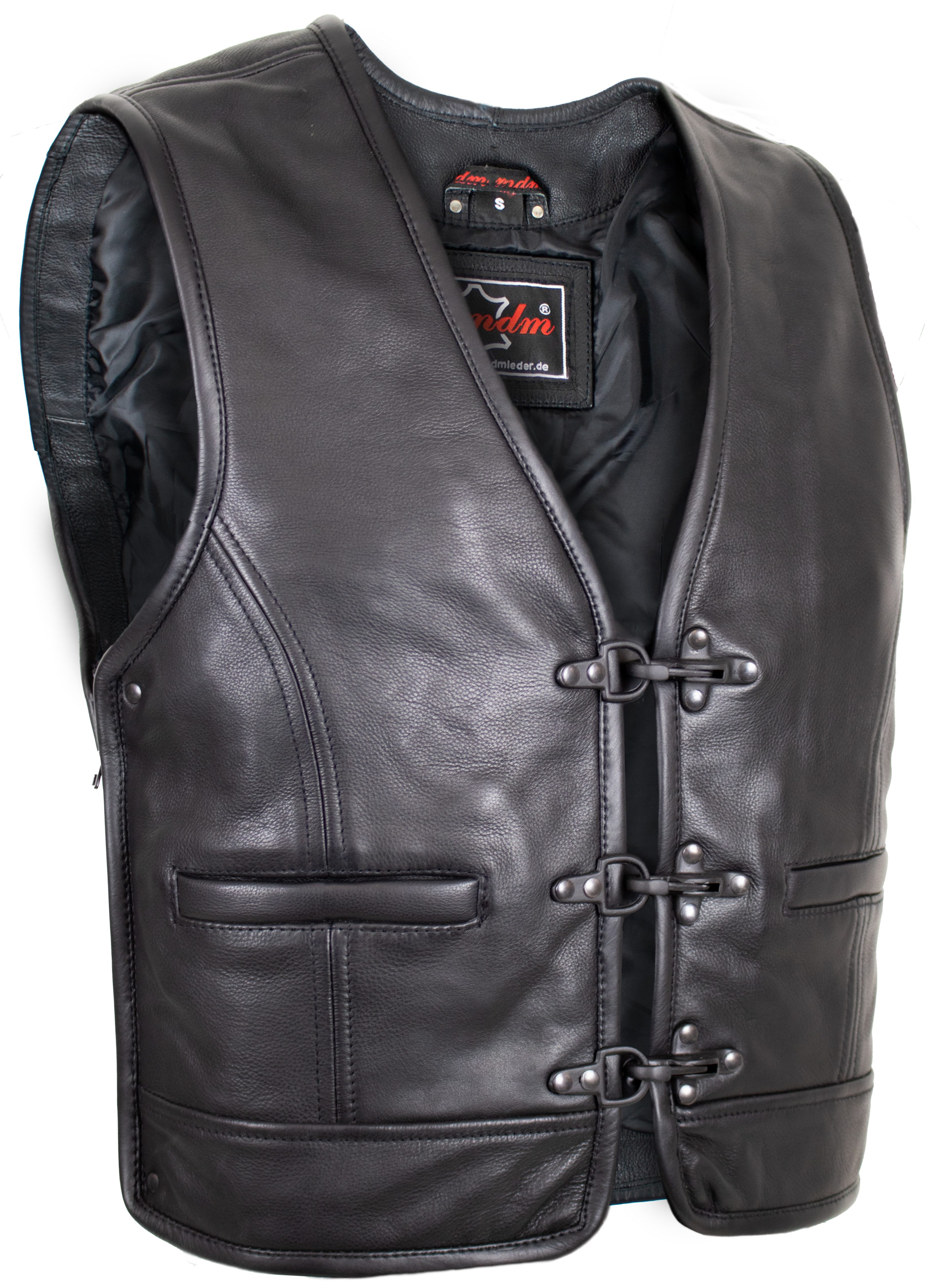 MDM Lederweste Herren Lederweste mit erweiterbaren Seiten, Schwarze Verschl günstig online kaufen