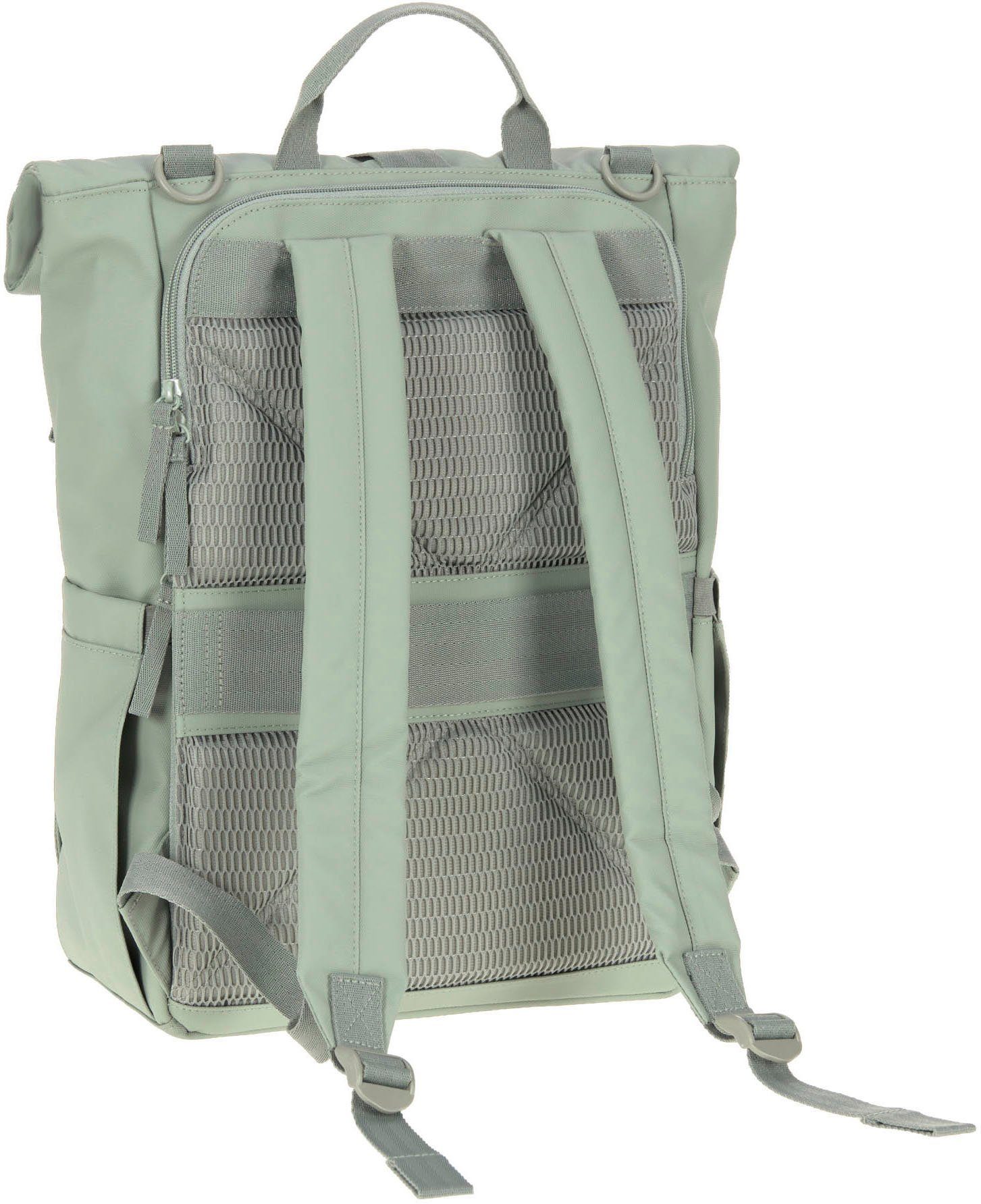 LÄSSIG Wickelrucksack Green Label, Rolltop Up, silver green, vegan; zum Teil aus recyceltem Material