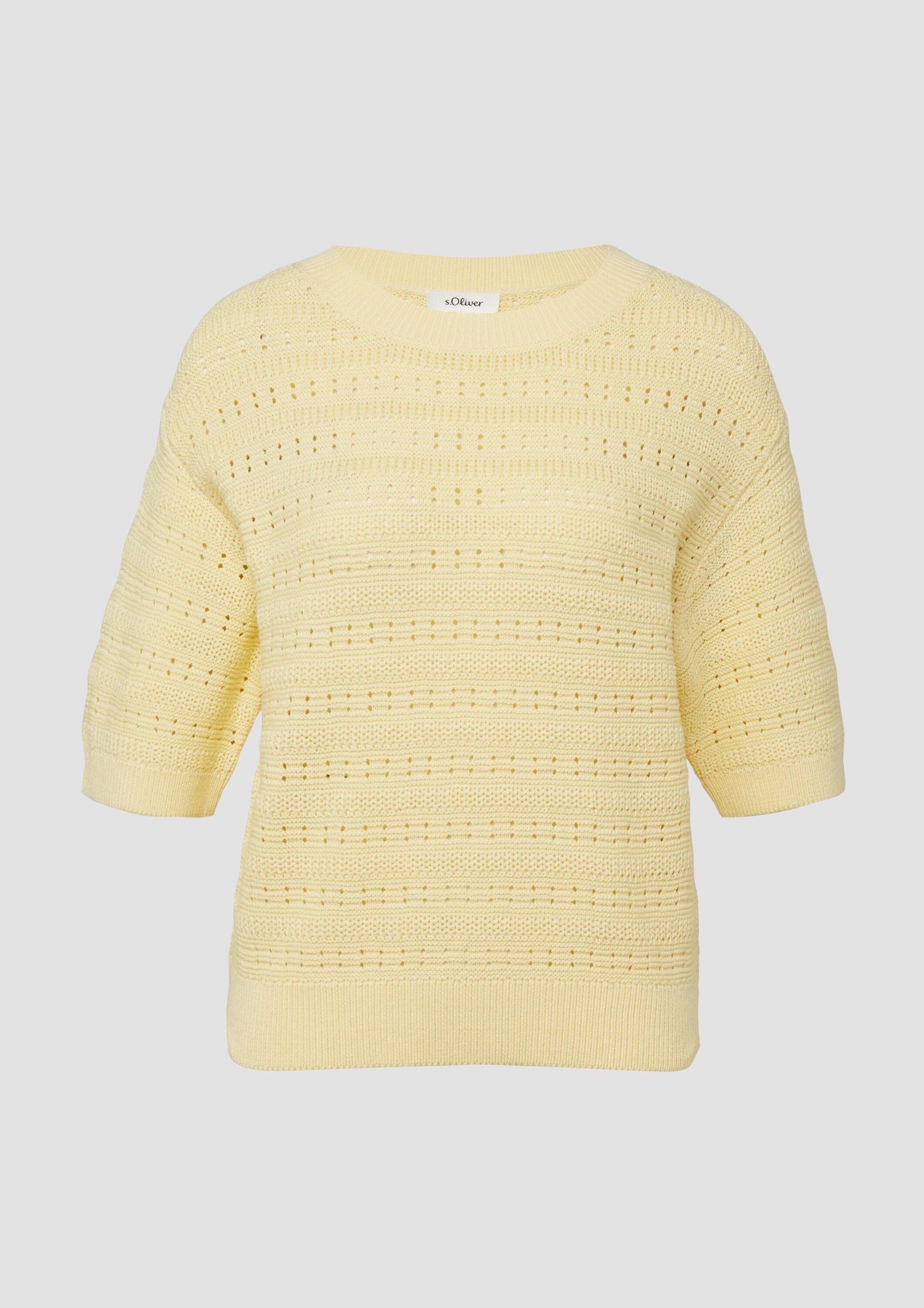 s.Oliver Kurzarmpullover Strickpullover Ajour-Pullover mit Halbarm