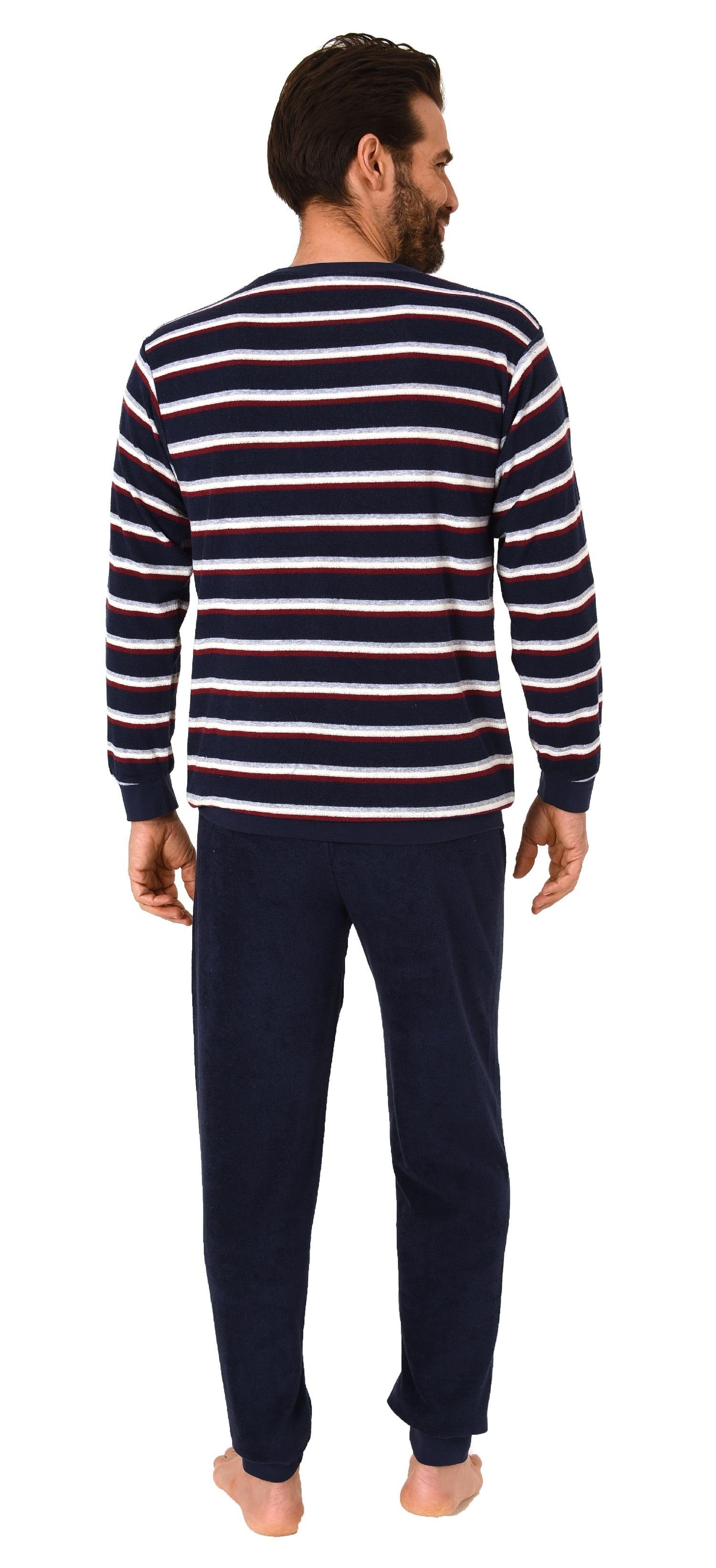 Normann Pyjama Herren Frottee Schlafanzug mit Bündchen - Streifenoptik - 291 13 787