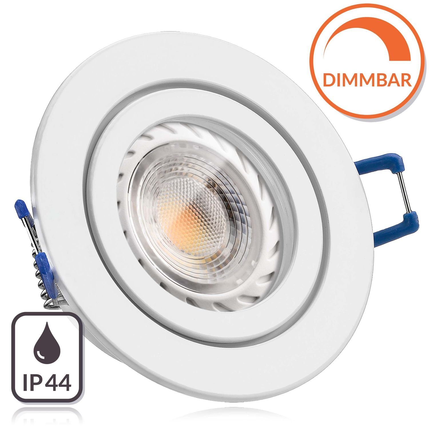 LEDANDO LED Einbaustrahler IP44 LED Einbaustrahler Set GU10 in weiß mit 5,5W LED von LEDANDO - di