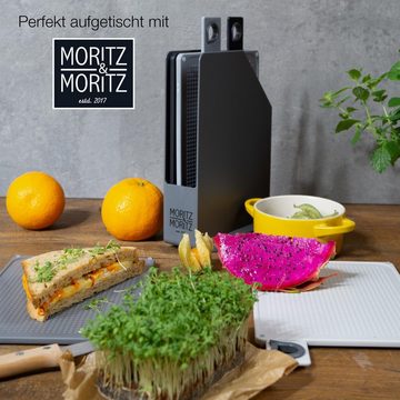 Moritz & Moritz Frühstücksbrett 4er Frühstücksbrettchen Set mit Ständer, Kunststoff, (4er Frühstücksbrettchen Set mit Ständer, 4-St)