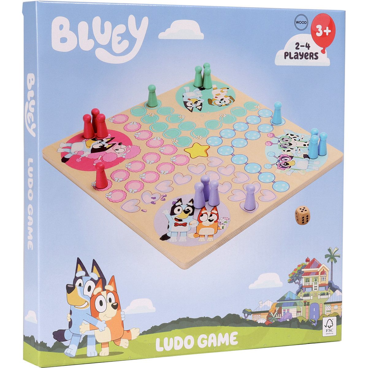 Bluey Lernspielzeug Ludo Brettspiel Unisex Kinder, Gesellschaftsspiel, Familienspiel, Lernspiel, Strategiespiel