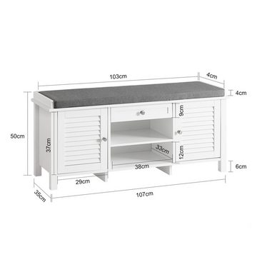 SoBuy Wandgarderobe FSR83-W+FRG282-W, Flurset Flurmöbel Schuhbank mit Sitzfläche Flurgarderobe