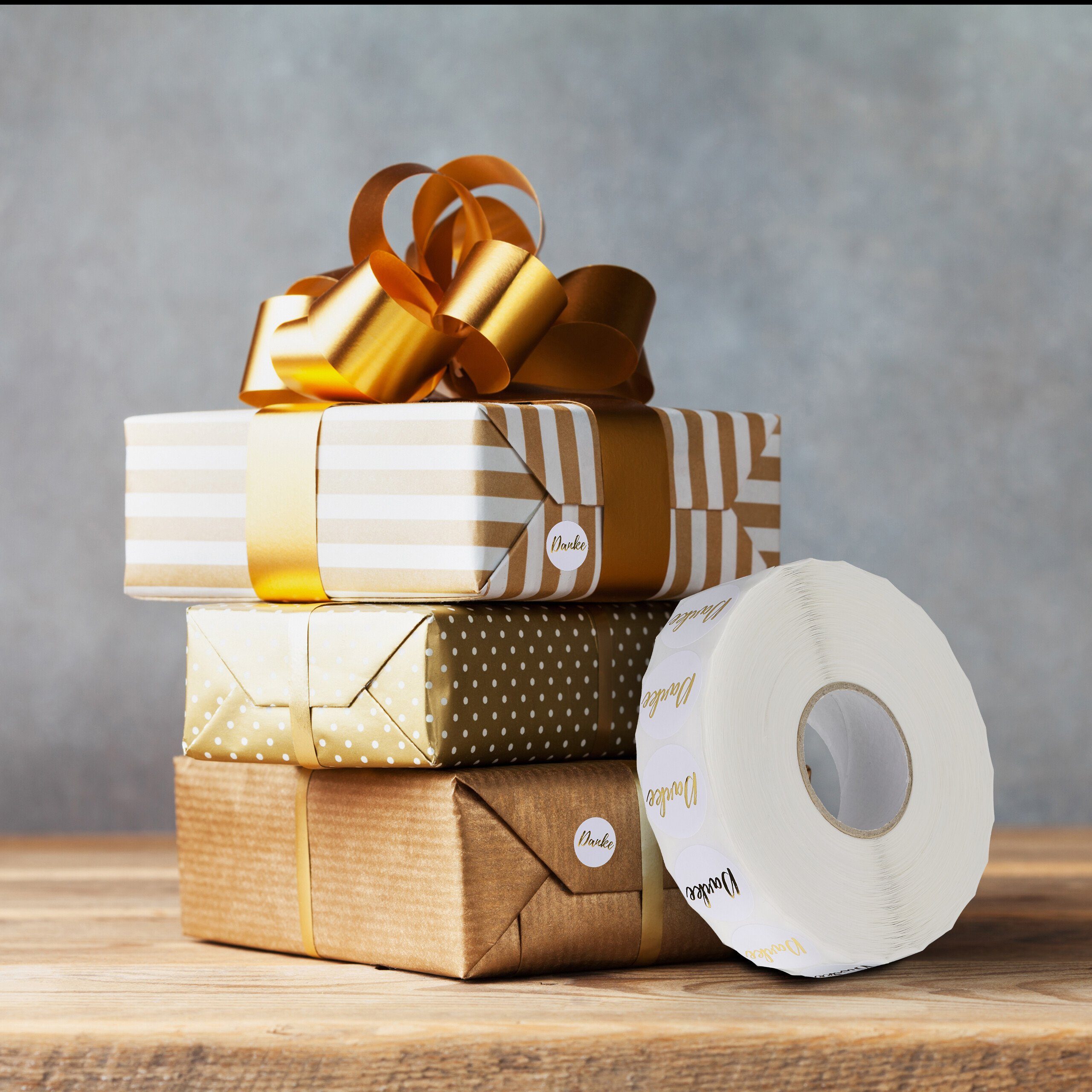 relaxdays Sticker Danke Aufkleber 2500 Stück, weiß