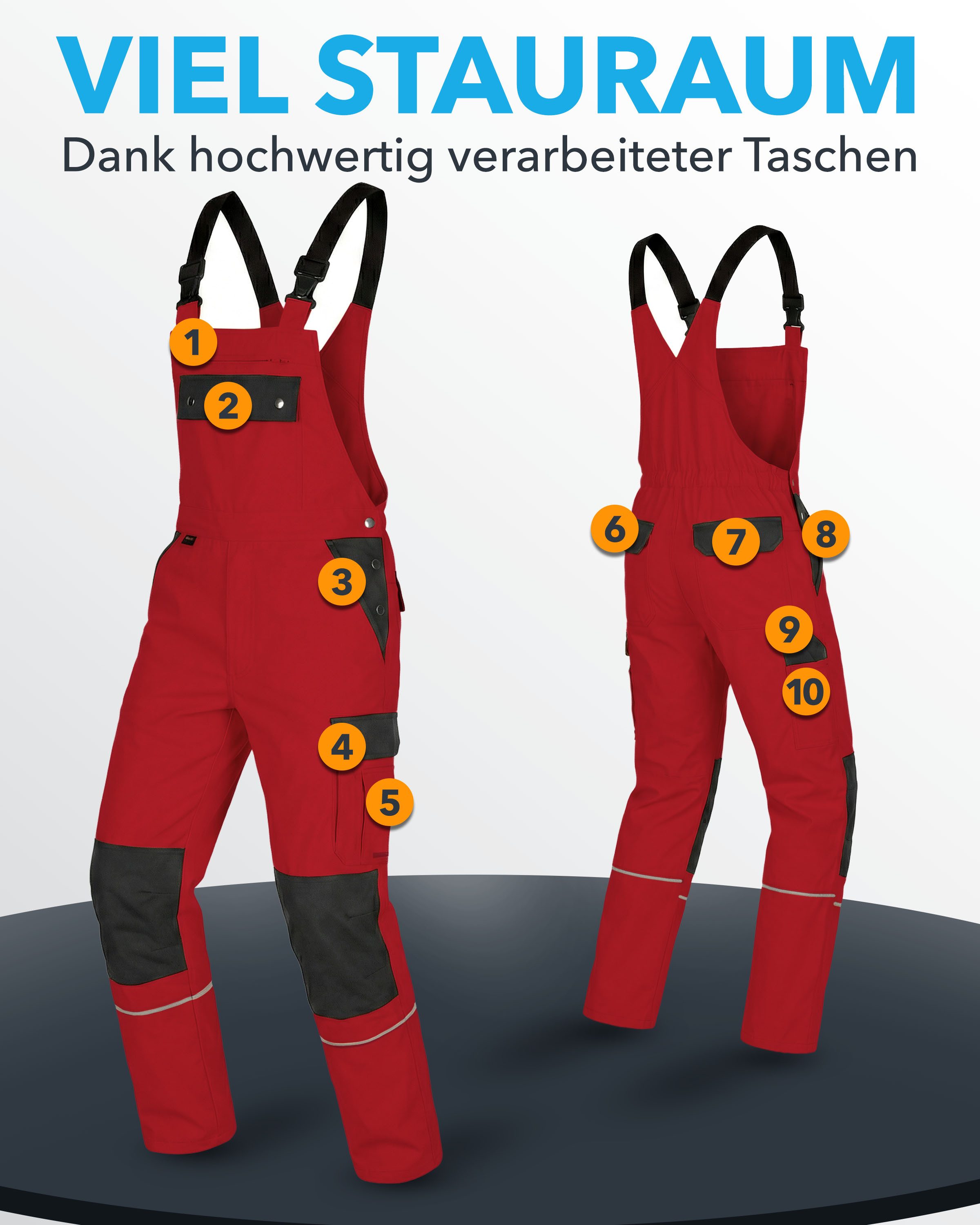 TMG International Arbeitslatzhose Latzhose Arbeitshose Cargohose Overall Blaumann