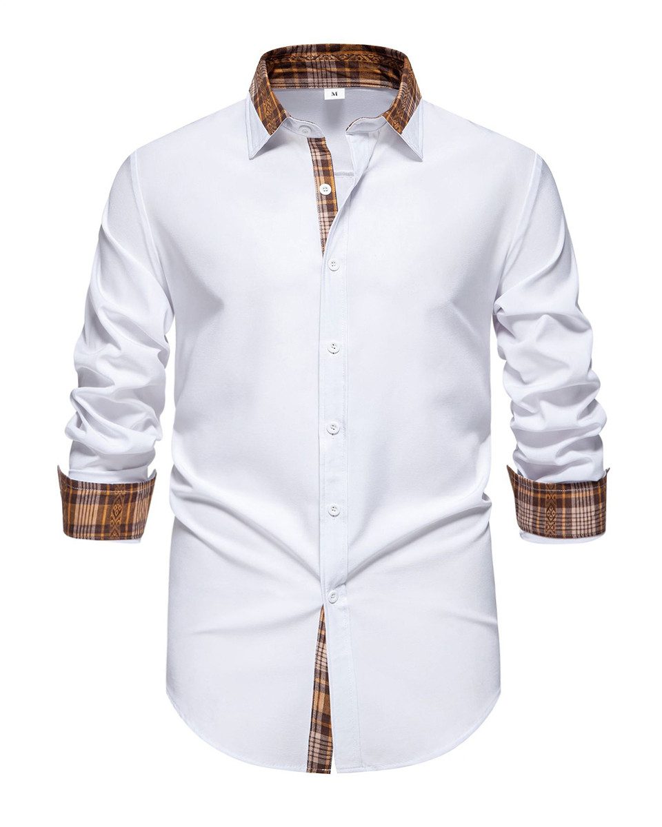 Allthemen Langarmhemd mit Karo-Kontrastdetails lässiges Freizeithemd günstig online kaufen