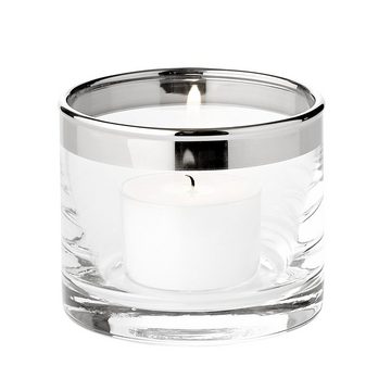 EDZARD Windlicht Molly, (Höhe 6 cm, Ø 7 cm), Kristallglas mit Platinrand inkl. Maxi-Teelichter