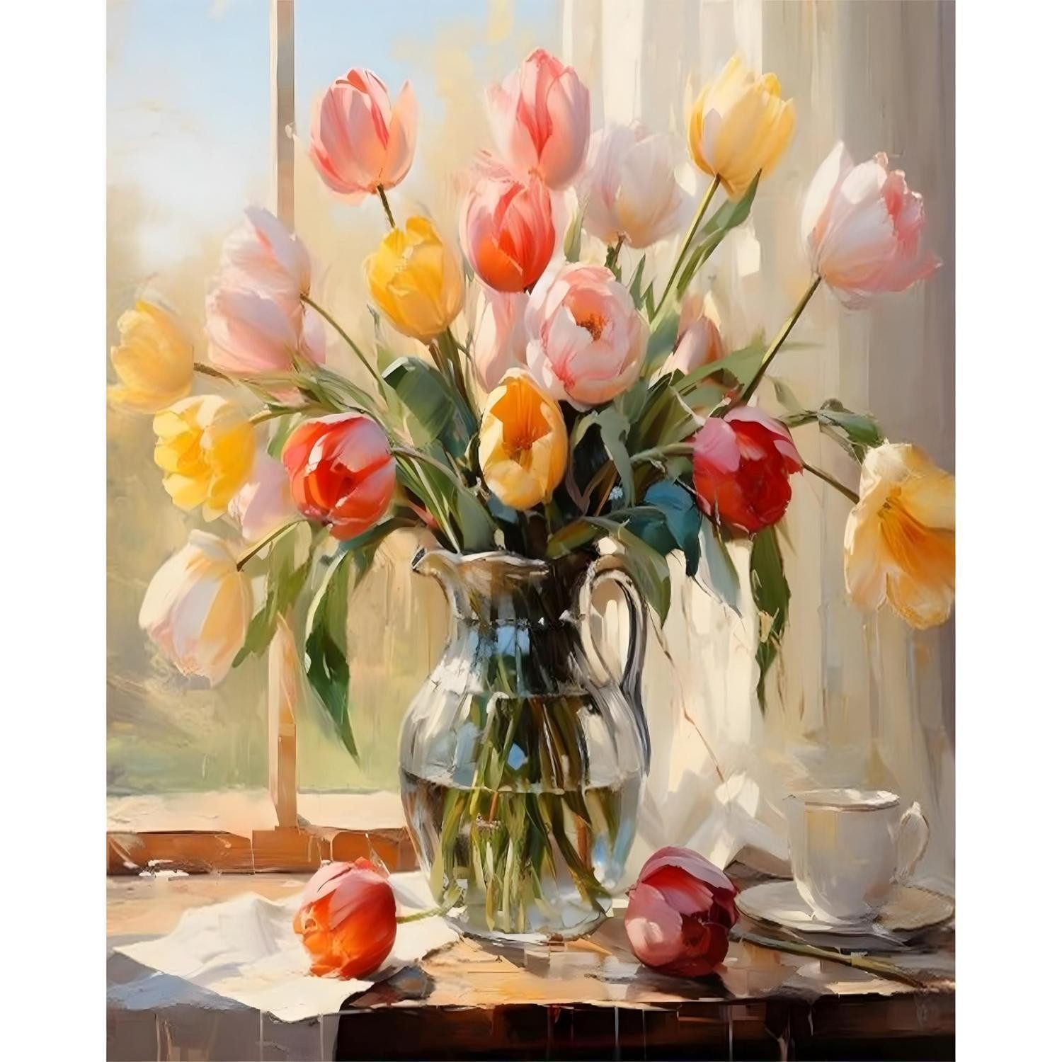 LuxusKollektion Malen nach Zahlen Malen nach Zahlen Tulpen 40x50cm DIY Bastelset