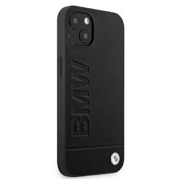 BMW Handyhülle iPhone 13 Hardcase Cover Leder Echtleder schwarz