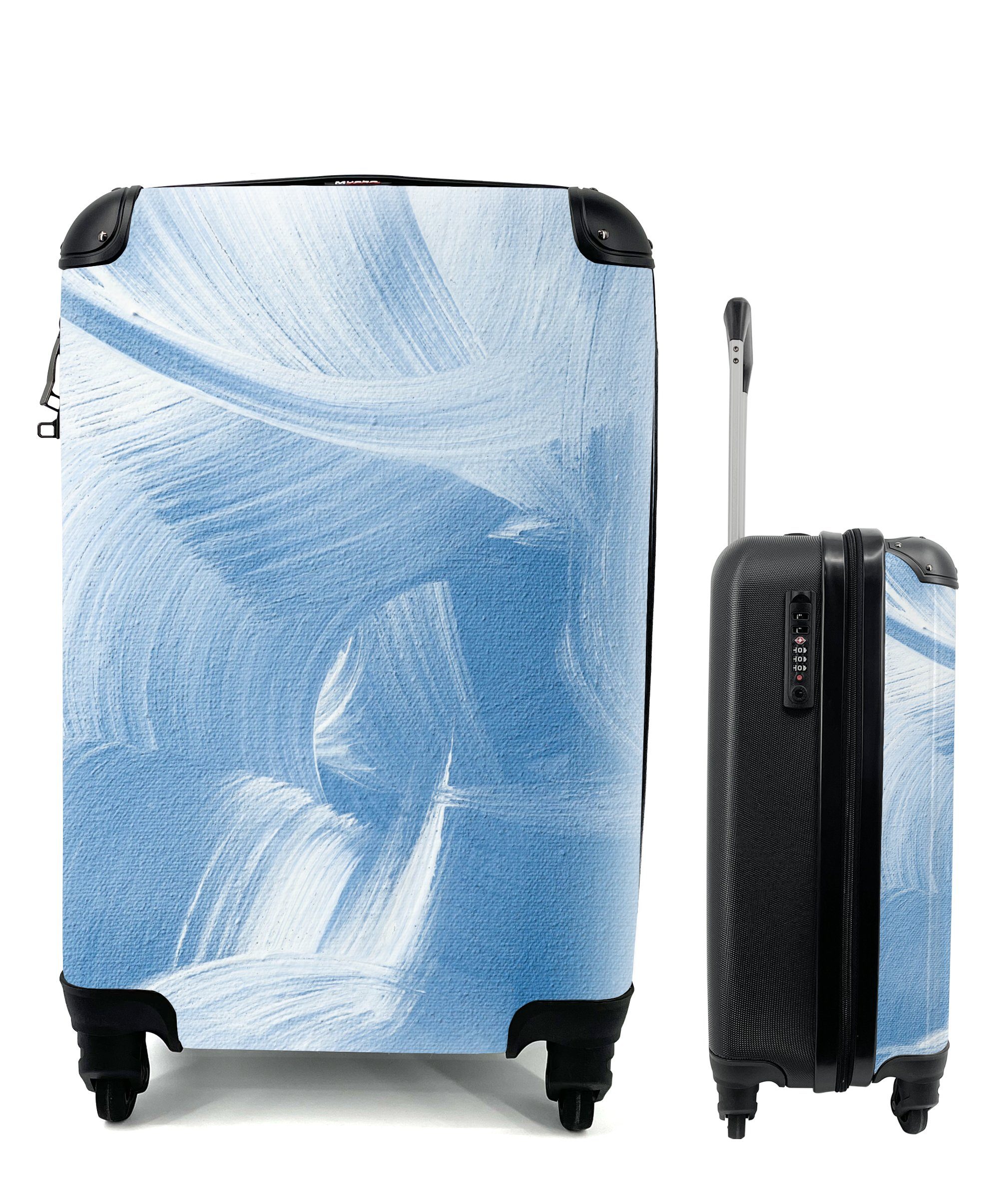 MuchoWow Handgepäckkoffer Acrylfarbe - Blau - Design, 4 Rollen, Reisetasche mit rollen, Handgepäck für Ferien, Trolley, Reisekoffer
