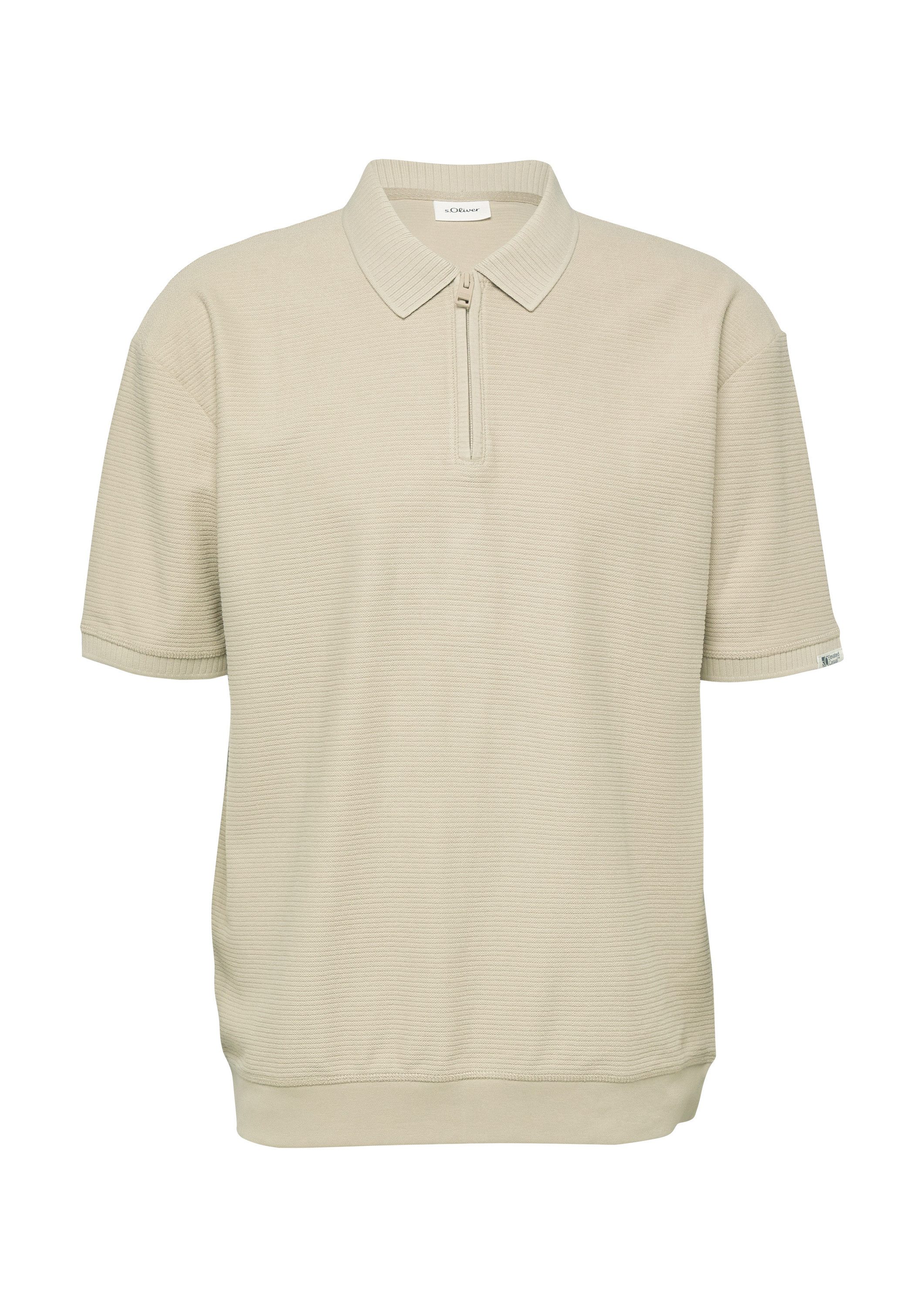 s.Oliver Kurzarmshirt Polo-Shirt Strukturiertes Poloshirt mit Reißverschluss im Modern Fit