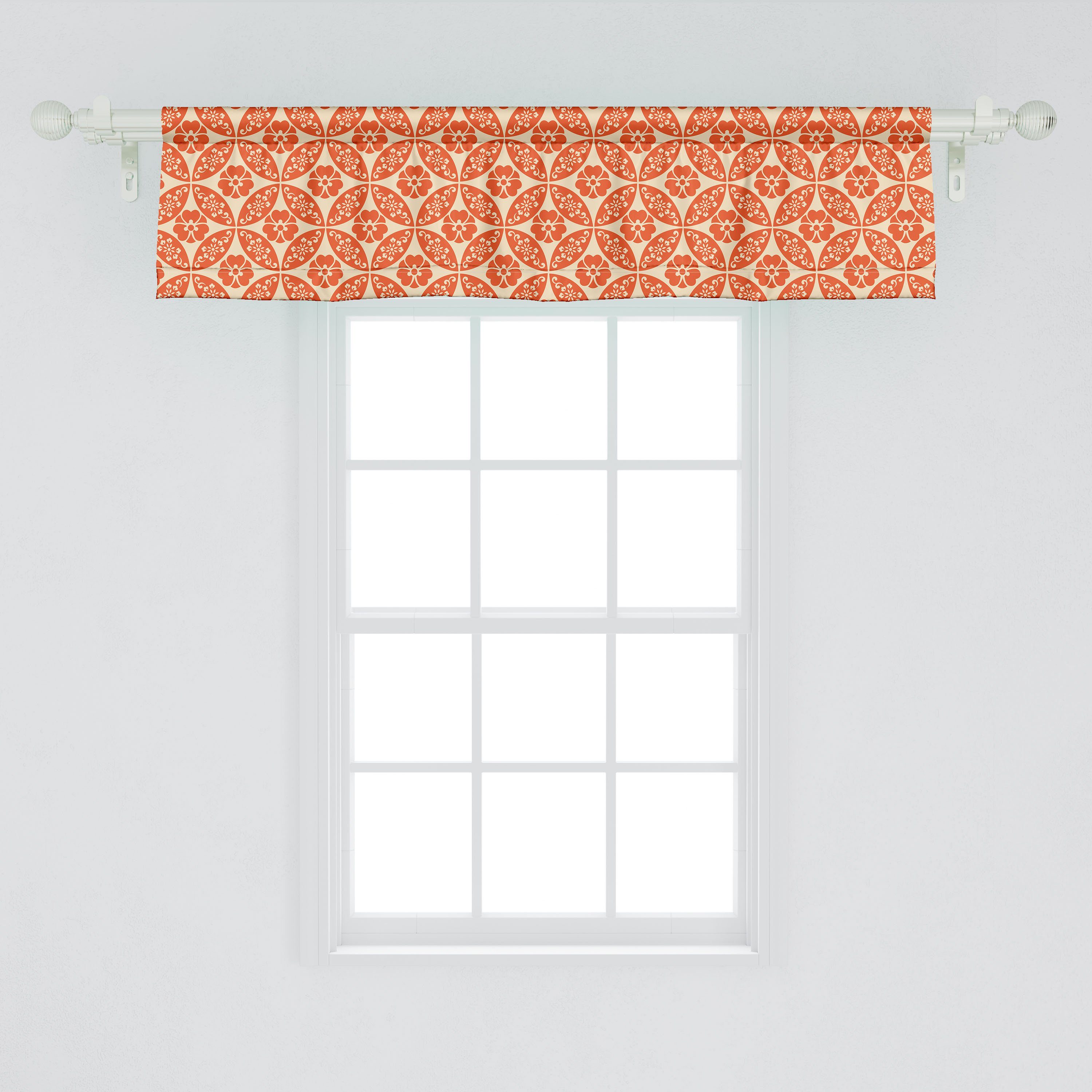 Scheibengardine Vorhang Volant für Küche mit Microfaser, japanische Abakuhaus, Blumen Geometrisch Stangentasche, Schlafzimmer Dekor