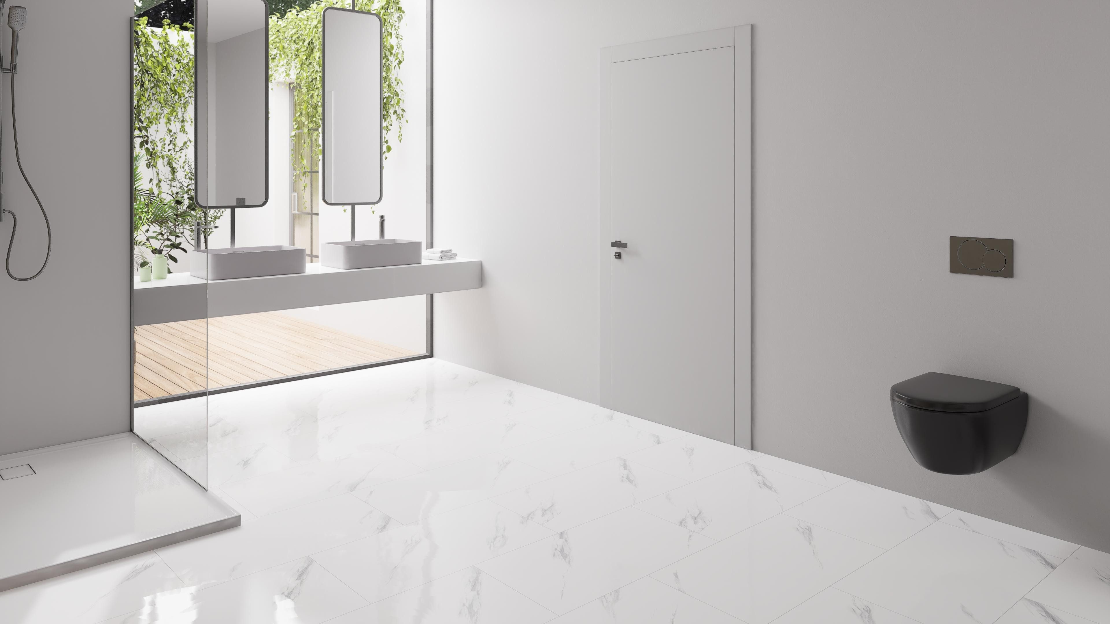 Stilewo Vinylboden 1 m2 Klick-Vinyl Fliese XL inkl. Trittschalldämmung, Fußbodenheizung geeignet, XL Format