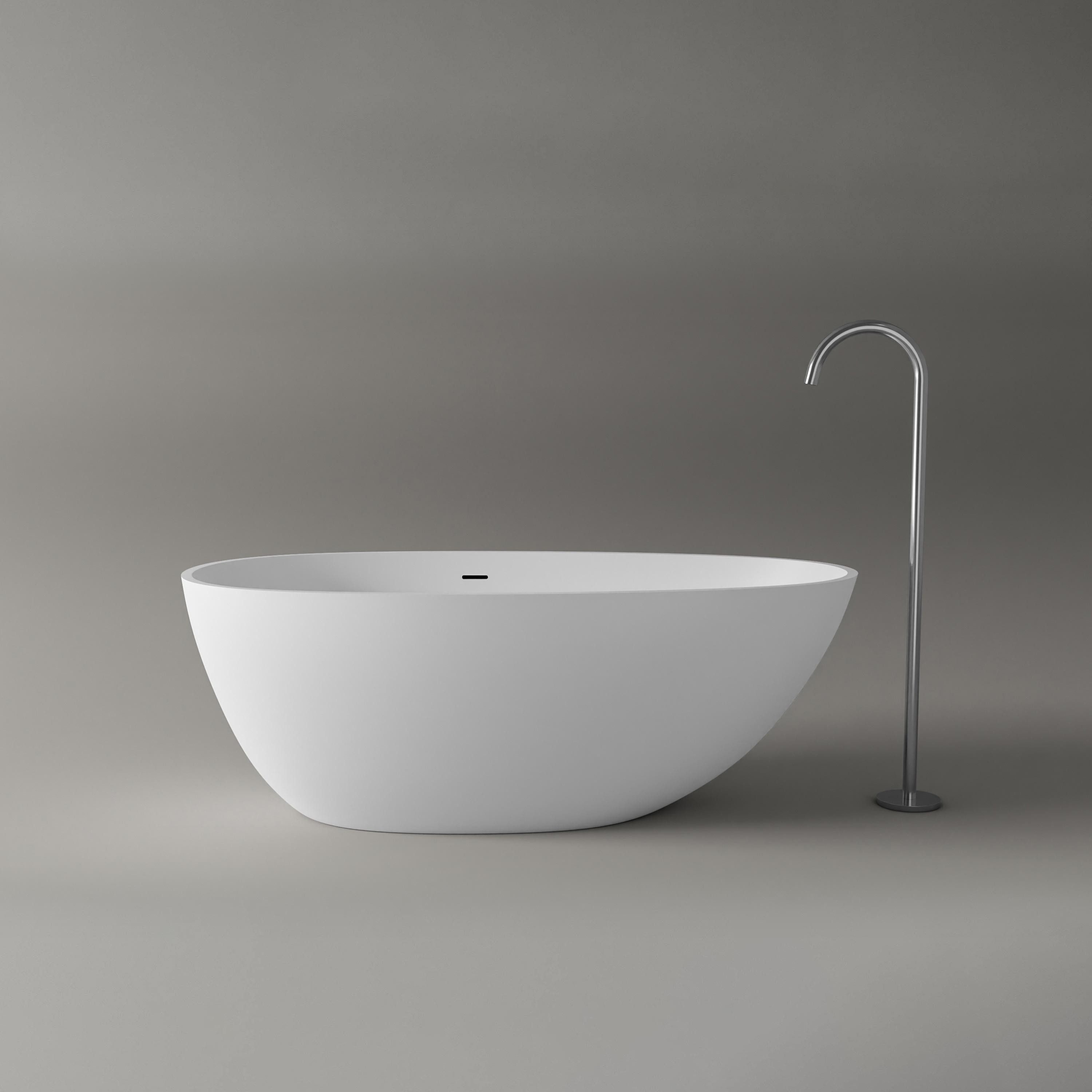 Bernstein Badewanne VELA 150 x 76 cm, Freistehende Badewanne Mineralguss matt oval klein