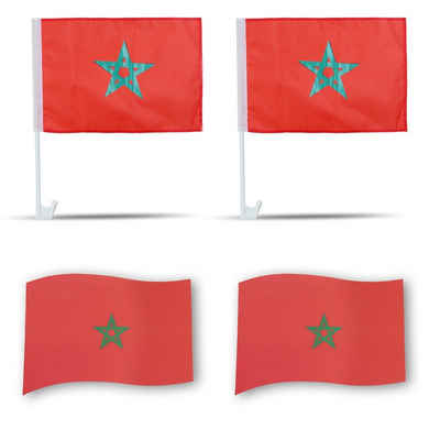 Sonia Originelli Fahne Fanpaket "Marokko" Morocco Fußball Flaggen 3D Magnet Fahren Autofahnen, Magnete: 3D-Effekt